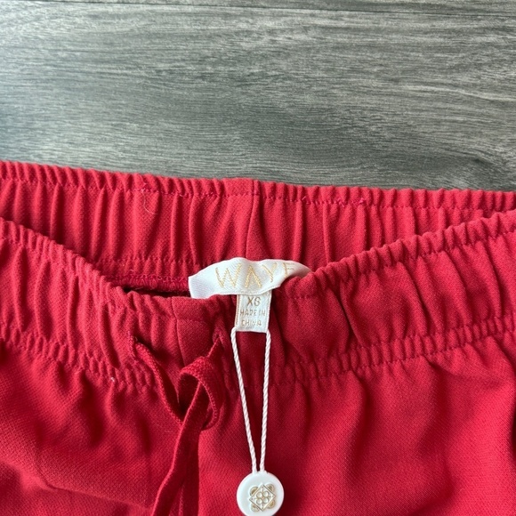 NEW WAYF Womens London Track Pant Red with White Pipping Wide Leg - Picture 7 of 10